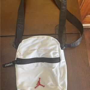 Jordan White and Black Belt Bag with Red Logo Cross Body